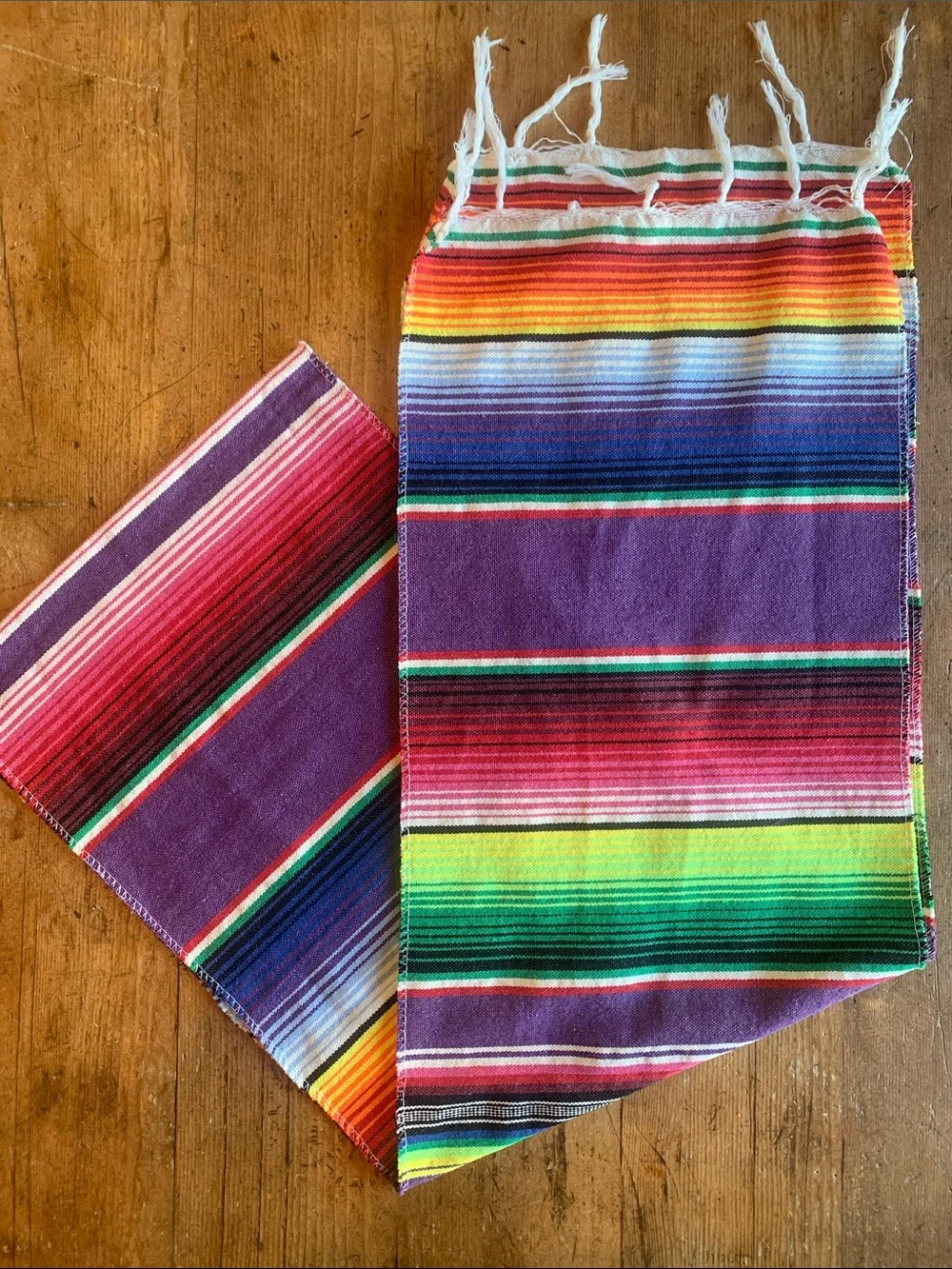 Vibrant Striped Table Runner and Napkin Set - Purple Multicolor